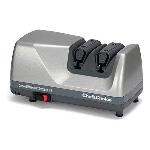 Chef's Choice M312 Diamond UltraHone Sharpener for Straight Edge and Serrated Knives, Platinium.