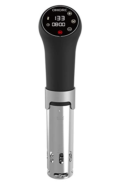 OMORC Sous Vide Cooker, BPA-Free Thermal Immersion Circulator, Full Touch Screen Control with Accurate Temperature and Time Adjustment, Quiet and Safe, Include Recipe Book for Easy, Healthy Cooking (Black)