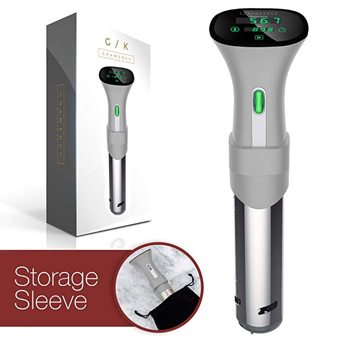 Gramercy Kitchen Co Sous Vide Immersion Circulator Cooker | 800 Watt, Digital Display, Stainless Steel, Make Gourmet Quality Food At Home! | FREE Soft Storage Case Sleeve (original)