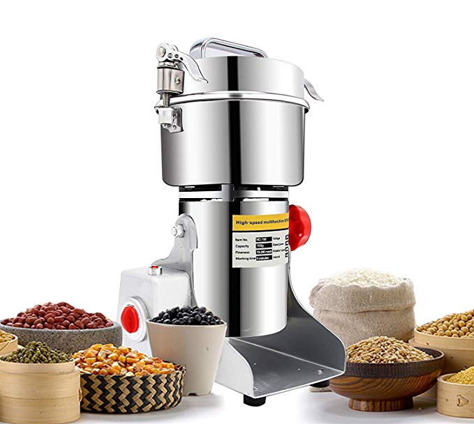 ALDKitchen Grain Mill Grinder 400 gr. 1800W | Stainless Steel, Commercial Grade | Grind Grain, Roots, Flour, Kernel, E-gelation, Olibanum, Milk Vetch |Energy Saving Grinding (400gr.)