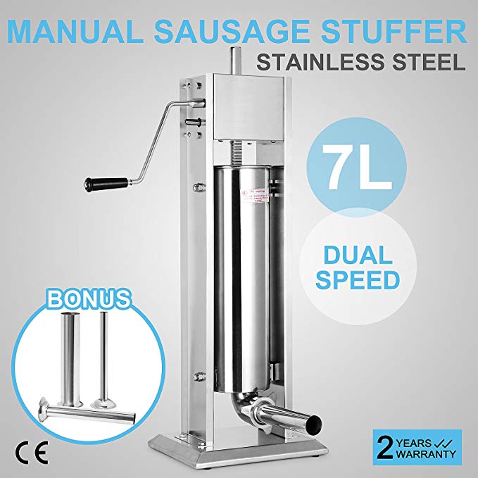 SucceBuy Sausage Filler Machine 7L Sausage Stuffer Stainless Steel Sausage Maker For Commercial