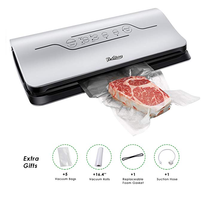 Betitay Vacuum Sealer Machine for Sous Vide Food,Global General Volatge Foodsaver Vacuum Sealer,Multi-modes for Dry Moist Food Container Marinate