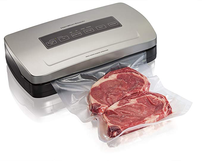 Hamilton Beach 78220 Vacuum Sealer Machine with Bag Cutter, Food Sealing Starter Kit, Silver