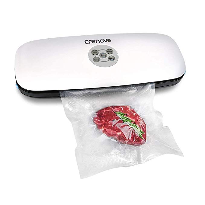 Crenova V60 Plus Vacuum Sealer, 3-in-1 Automatic Food Sealer Saver with Starter Kit of Cutter，10 Vacuum Bags/Rolls for Dry&Moist Food Preservation Saver