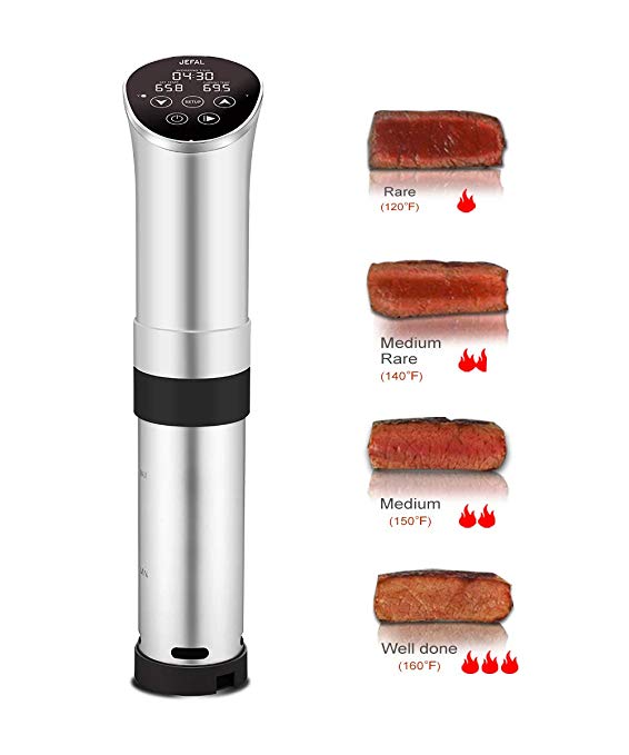 JEFAL Sous Vide Cooker,1000 Watts,Digital LED Immersion Accurate Cooker,Stainless Steel body & Base,Silver Body