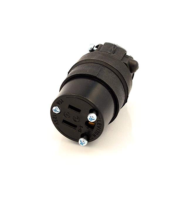 Leviton 515CR 20 Pack 15Amp 125V Straight Blade Rubber Connector, Black