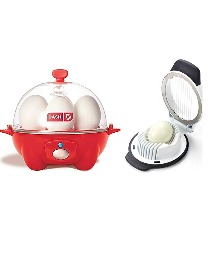 Appliances-Egg Cooker-DASH Go Rapid Egg Cooker In RED FINISH- Healthy Cooking-Eggs- It boils up to six eggs at a time with Egg Slicer Included! BUNDLE SET!