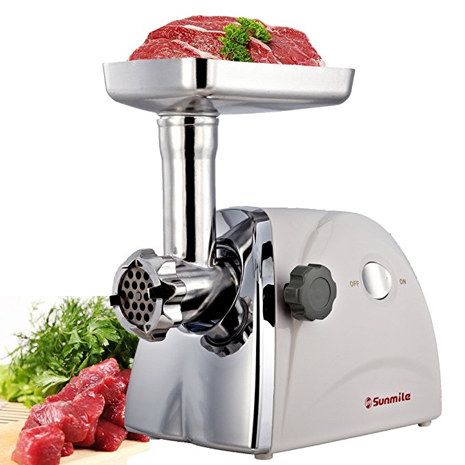 Sunmile SM-G31 ETL Electric Meat Grinder and Sausage Stuffer Maker - 1HP 800W Max - Stainless Steel Cutting Blade, 3 Grinding Plates, 3 Sausage Stuffing Tubes