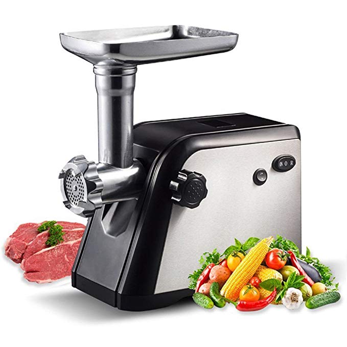 Homeleader Meat Grinder, Electric Meat Mincer Sausage Stuffer, Stainless Steel Heavy Duty Food Grinder with 3 Grinding Plates, Sausage Making Kit, Blade and Kubbe Attachment, ETL Approved