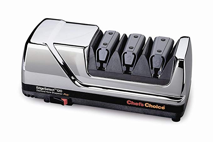 Chef'sChoice 120 Diamond Hone EdgeSelect Professional Knife Sharpener with Diamond Abrasives, 3-Stage, Metallic