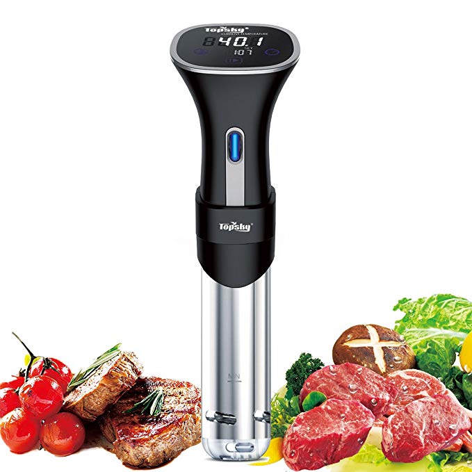 Topsky Sous Vide Cooker, Thermal Immersion Circulator Machine with Large Digital LCD Display, Time and Temperature Control, Quiet & Accurate, Stainless Steel, 800 Watts