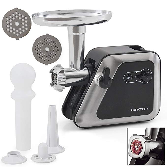 ARKSEN 2000W Portable Electric Meat Grinder Sausage Stuffer, Reversible, 2-Speed #5 Head