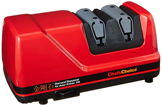 Chef'sChoice 316 Diamond Hone Knife Sharpener for 15-Degree Knives, 2-Stage, Red