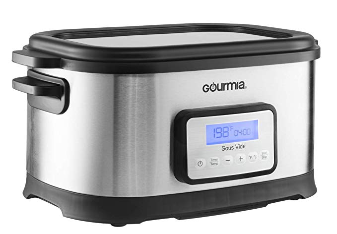 Gourmia GSV550 Self Contained Sous Vide Water Oven Cooker - Digital Timer & Temperature Controls - Includes Rack- 9 Qt - 520W - Stainless Steel - Includes Free Recipe Book