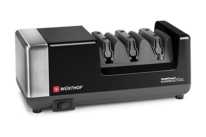 Wusthof 3-stage PEtec Electric Knife Sharpener (Black & Stainless Steel)