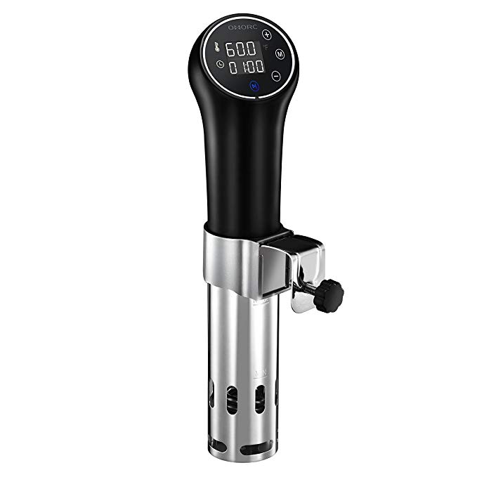 OMORC Sous Vide Cooker, BPA-Free Thermal Immersion Circulator, Full Touch Screen Control with Accurate Temperature and Time Adjustment, Ultra-Quiet and Safe, Include Recipe Book for Easy, Healthy and Yummy Cooking (Black)