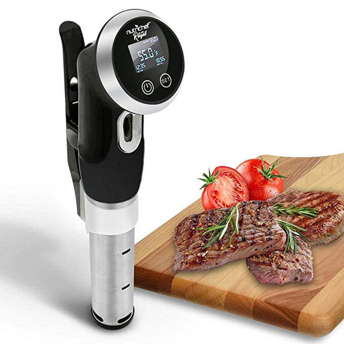 Sous Vide Thermal Immersion Circulator - Cooker Thermal Immersion Circulator Machine Stainless Steel Front View Display, Cook Meat to Perfection Nutrichef 120V, Black - PKPC235BK