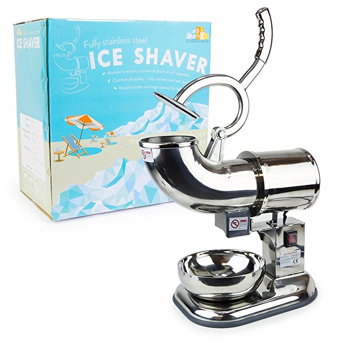 WYZworks Commercial Heavy Duty Ice Shaver with 2 Extra Blades - 440lb/h Sno Snow Cone Shaved Icee Maker Machine