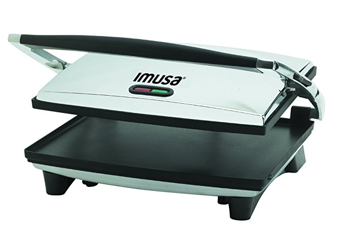 IMUSA USA GAU-80102 Large Electric Panini Press 1400-Watts, Silver