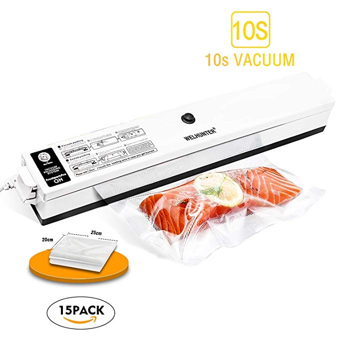 Welhunter Vacuum Sealer,Food Vacuum Packing Machine with Vacuum Hose Automatic Vacuum Sealing System for Dry Food Preservation or Compact Things