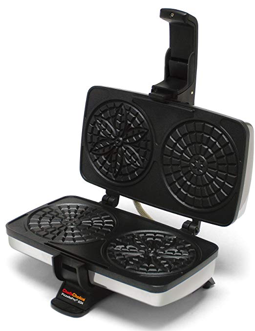 Chef’sChoice 834 PizzellePro Toscano Nonstick Pizzelle Maker Features Baking Indicator Light Consistent Even Heat Press Delicious Pizzelles in Seconds, 2-Slice, Silver