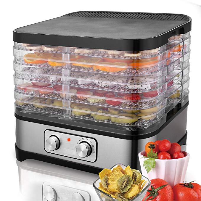 Kepteen Food Dehydrator, Electric Fruit Dehydrater Including 5 Stackable Trays, Digital Temperature Settings and Timer, Adjustable Space, Noiseless and BPA Free[US STOCK] (Black_2)