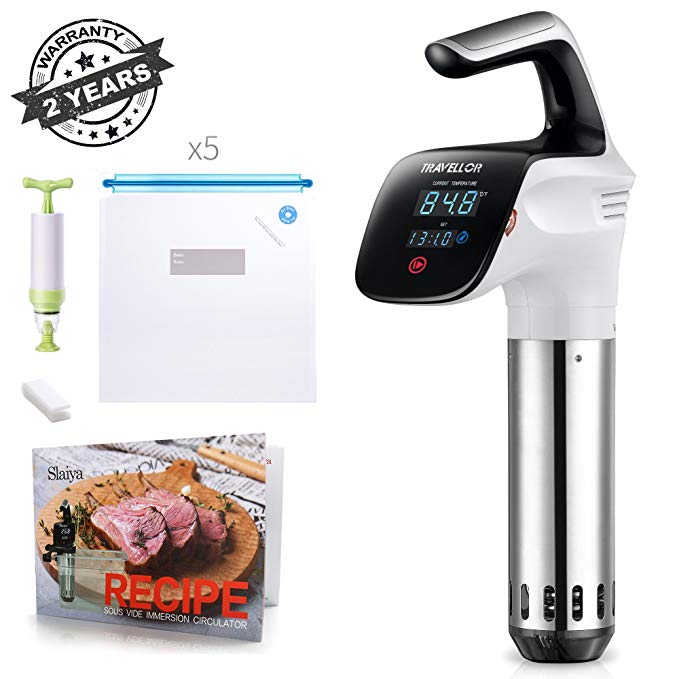 Sous Vide Cooker Immersion Circulator Cooker Machine Accurate Temperature Digital Time 850W With Accessories Recipe Cookbook and Vacuum Bag