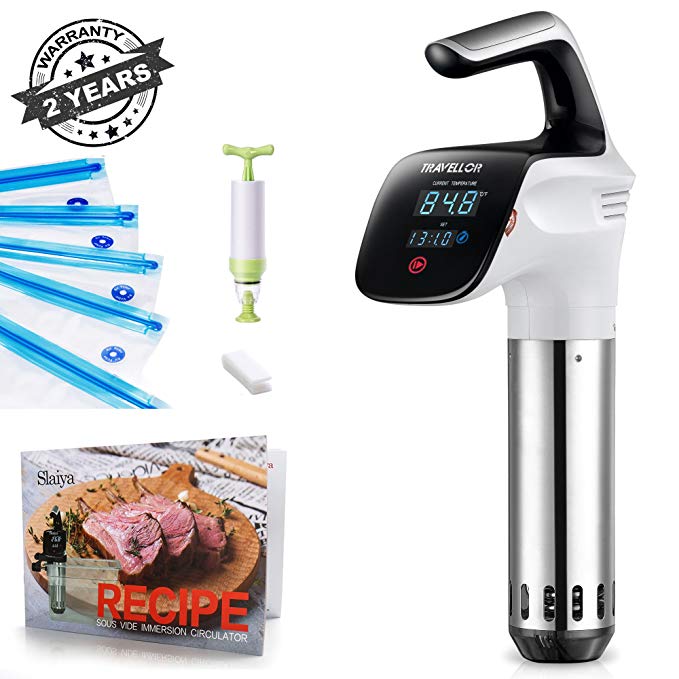 Sous Vide Cooker Thermal Immersion Circulator Powerful PTC Heater Fast-heating Easy to Set Clean Cooking Ultra Quiet LED Touch Display Adjustment Control Smart Device 850W White Body Kitchen Machine