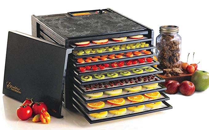 Excalibur 3900B 9-Tray Electric Food Dehydrator with Adjustable Thermostat Accurate Temperature Control Faster and Efficient Drying Includes Guide to Dehydration Made in USA, 9-Tray, Black