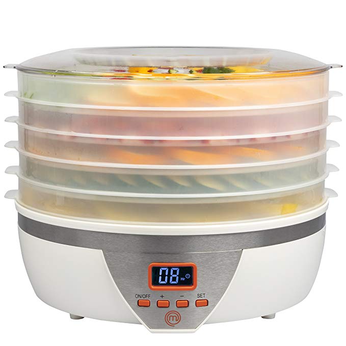 MasterChef Food Dehydrator w 5 Trays and Digital Temperature Controls- Dehydrating Machine includes FREE Recipe Guide- Overheating Protection + 8L Capacity- Dry Fruits, Vegetables Beef Jerky and More