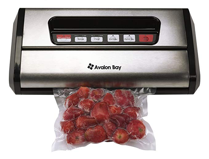 Avalon Bay Vacuum Food Sealer, Automatic Vacuum Air Sealing Storage System with Bag Roller, Dry & Moist Food Modes, Stainless Steel, FoodSealer300S