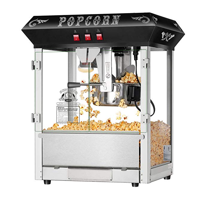 Superior Popcorn Company 4635 Hot and Fresh Countertop Style Popper Machine, 8 oz, Black